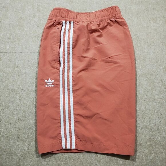 Adidas 3 Striped Pull On Board Swim Athletic Mens Shorts #2 - Picture 2 of 5